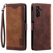 For Samsung Galaxy S25+ 5G Retro Splicing Horizontal Flip Leather Phone Case(Brown)