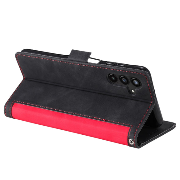 For Samsung Galaxy S25+ 5G Retro Splicing Horizontal Flip Leather Phone Case(Red)