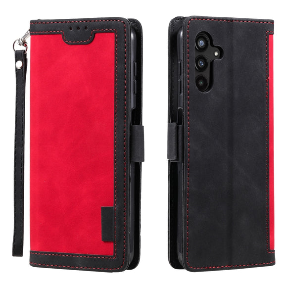 For Samsung Galaxy S25+ 5G Retro Splicing Horizontal Flip Leather Phone Case(Red)