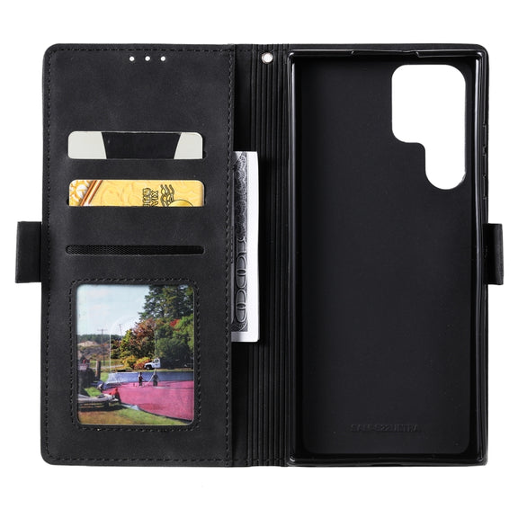 For Samsung Galaxy S25 Ultra 5G Retro Splicing Horizontal Flip Leather Phone Case(Black)