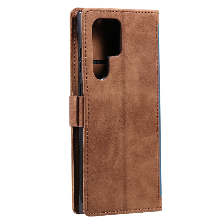 For Samsung Galaxy S25 Ultra 5G Retro Splicing Horizontal Flip Leather Phone Case(Blue) - Galaxy S25 Ultra 5G Cases by PMC TechLife | Online Shopping South Africa | PMC TechLife | Buy Now Pay Later Mobicred