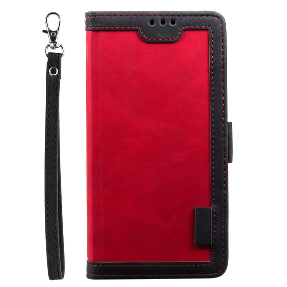 For Samsung Galaxy S25 Ultra 5G Retro Splicing Horizontal Flip Leather Phone Case(Red)