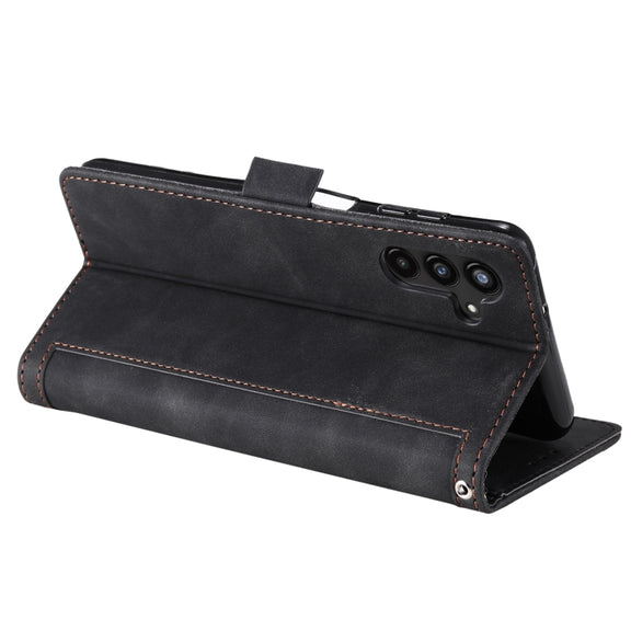 For Samsung Galaxy S25 5G Retro Splicing Horizontal Flip Leather Phone Case(Black)