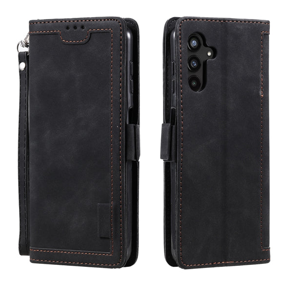For Samsung Galaxy S25 5G Retro Splicing Horizontal Flip Leather Phone Case(Black)