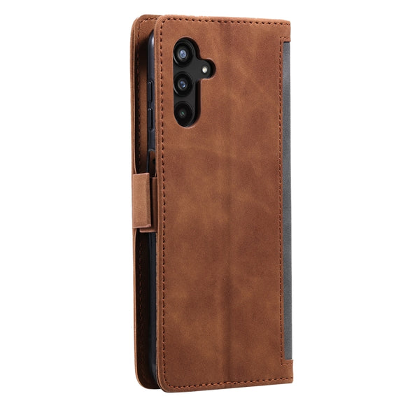 For Samsung Galaxy S25 5G Retro Splicing Horizontal Flip Leather Phone Case(Grey)