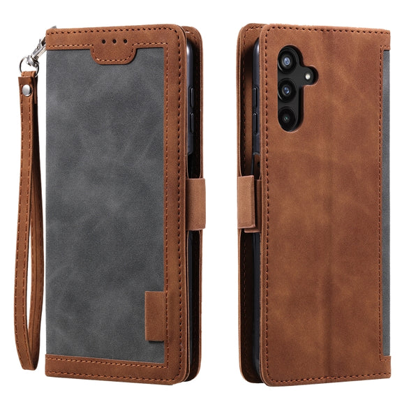For Samsung Galaxy S25 5G Retro Splicing Horizontal Flip Leather Phone Case(Grey)