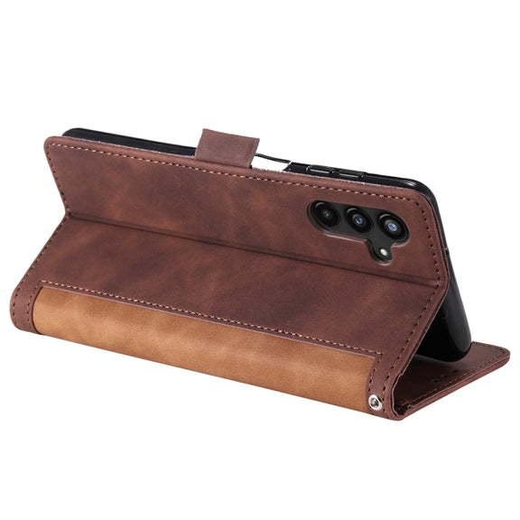 For Samsung Galaxy S25 5G Retro Splicing Horizontal Flip Leather Phone Case(Brown)