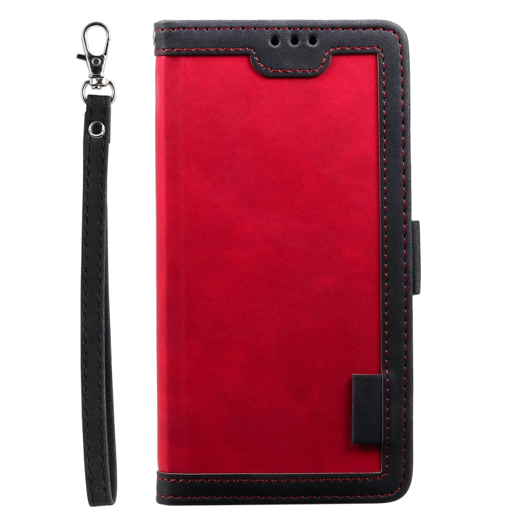 For Samsung Galaxy S25 5G Retro Splicing Horizontal Flip Leather Phone Case(Red)