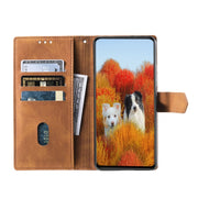 For Samsung Galaxy S25 5G TTUDRCH Embossed Line Splicing Leather Phone Case(Brown)