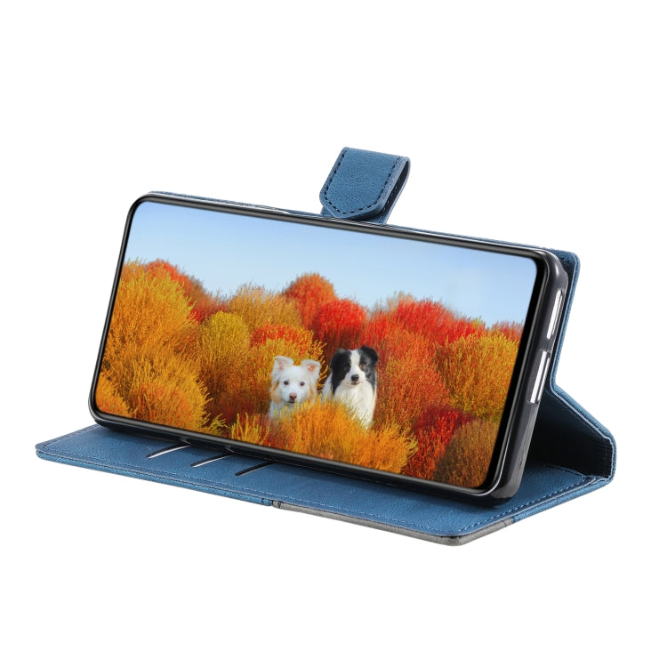 For Samsung Galaxy S25 5G TTUDRCH Embossed Line Splicing Leather Phone Case(Blue) - Galaxy S25 5G Cases by PMC Jewellery | Online Shopping South Africa | PMC Jewellery | Buy Now Pay Later Mobicred