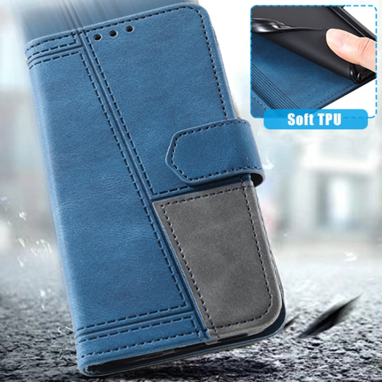 For Samsung Galaxy S25 5G TTUDRCH Embossed Line Splicing Leather Phone Case(Blue) - Galaxy S25 5G Cases by PMC Jewellery | Online Shopping South Africa | PMC Jewellery | Buy Now Pay Later Mobicred