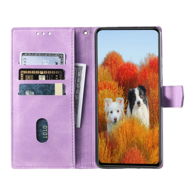 For Samsung Galaxy S25+ 5G TTUDRCH Embossed Line Splicing Leather Phone Case(Purple) - Galaxy S25+ 5G Cases by PMC Jewellery | Online Shopping South Africa | PMC Jewellery | Buy Now Pay Later Mobicred