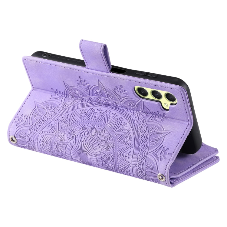 For Samsung Galaxy S25 5G Multi-Card Totem Zipper Leather Phone Case(Purple) - Galaxy S25 5G Cases by PMC Jewellery | Online Shopping South Africa | PMC Jewellery | Buy Now Pay Later Mobicred