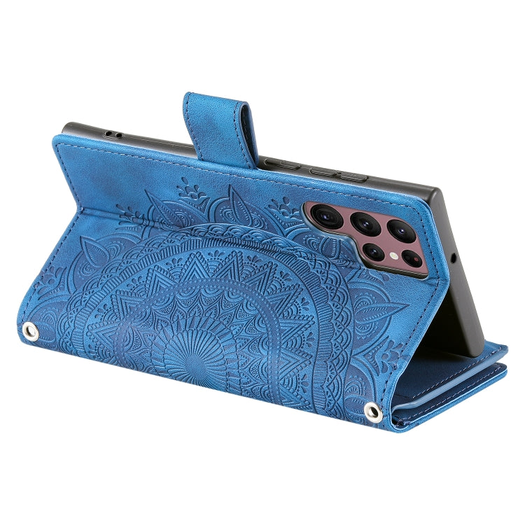 For Samsung Galaxy S25 Ultra 5G Multi-Card Totem Zipper Leather Phone Case(Blue) - Galaxy S25 Ultra 5G Cases by PMC Jewellery | Online Shopping South Africa | PMC Jewellery | Buy Now Pay Later Mobicred