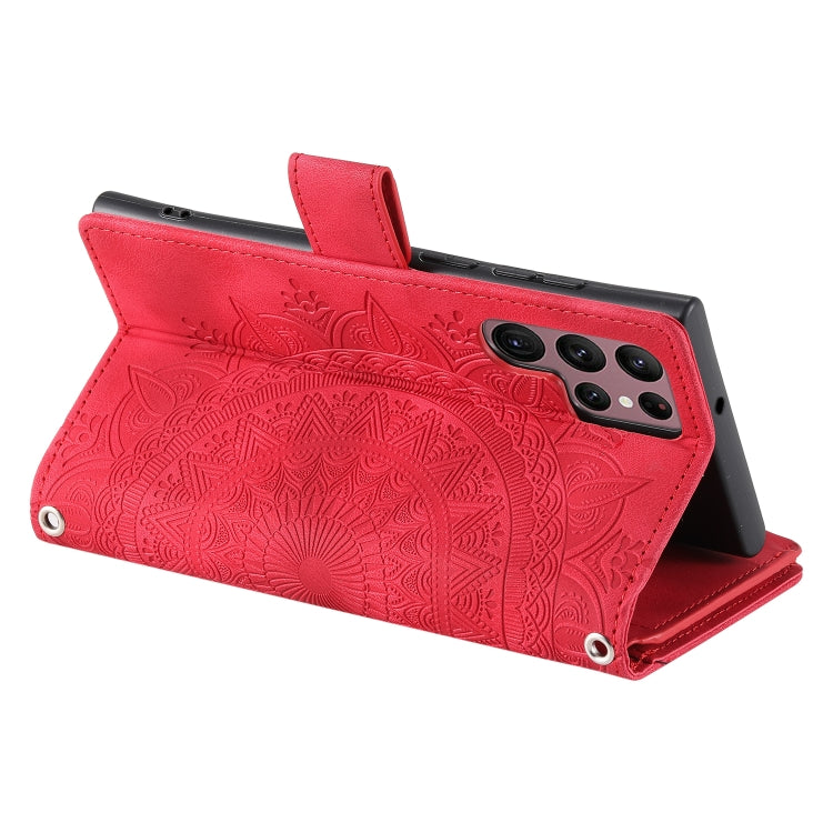 For Samsung Galaxy S25 Ultra 5G Multi-Card Totem Zipper Leather Phone Case(Red) - Galaxy S25 Ultra 5G Cases by PMC Jewellery | Online Shopping South Africa | PMC Jewellery | Buy Now Pay Later Mobicred