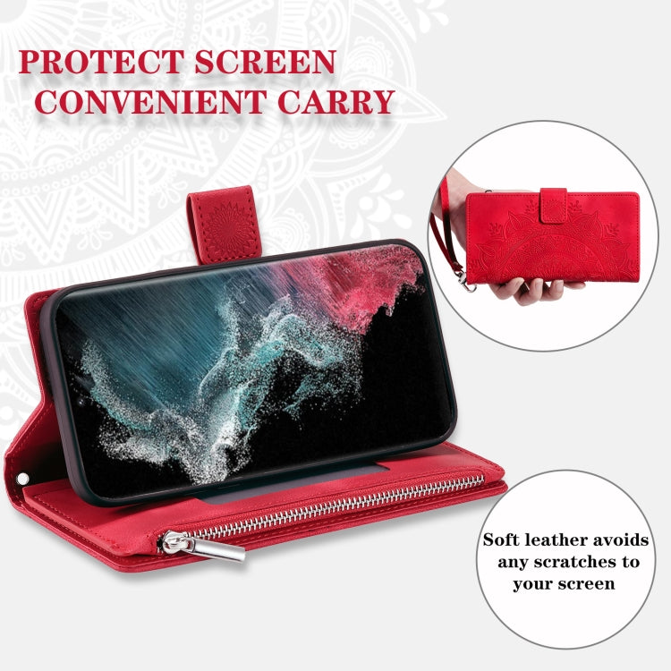 For Samsung Galaxy S25 Ultra 5G Multi-Card Totem Zipper Leather Phone Case(Red) - Galaxy S25 Ultra 5G Cases by PMC Jewellery | Online Shopping South Africa | PMC Jewellery | Buy Now Pay Later Mobicred