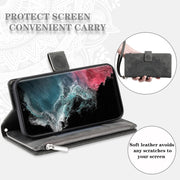 For Samsung Galaxy S25 Ultra 5G Multi-Card Totem Zipper Leather Phone Case(Grey)