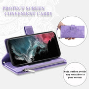 For Samsung Galaxy S25 Ultra 5G Multi-Card Totem Zipper Leather Phone Case(Purple)