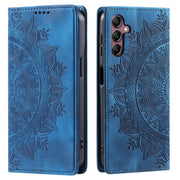 For Samsung Galaxy S25 5G Totem Embossed Magnetic Leather Phone Case(Blue)