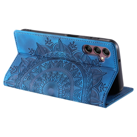 For Samsung Galaxy S25 5G Totem Embossed Magnetic Leather Phone Case(Blue)