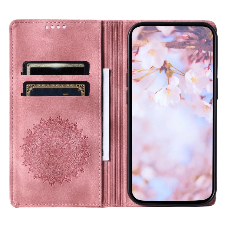 For Samsung Galaxy S25 5G Totem Embossed Magnetic Leather Phone Case(Rose Gold) - Galaxy S25 5G Cases by PMC Jewellery | Online Shopping South Africa | PMC Jewellery | Buy Now Pay Later Mobicred