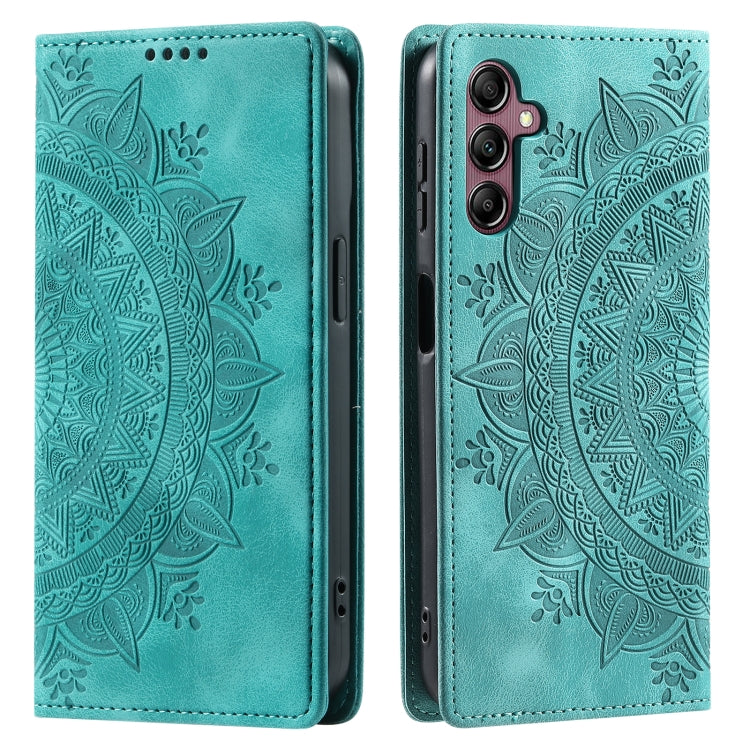 For Samsung Galaxy S25 5G Totem Embossed Magnetic Leather Phone Case(Green)
