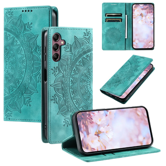 For Samsung Galaxy S25 5G Totem Embossed Magnetic Leather Phone Case(Green)
