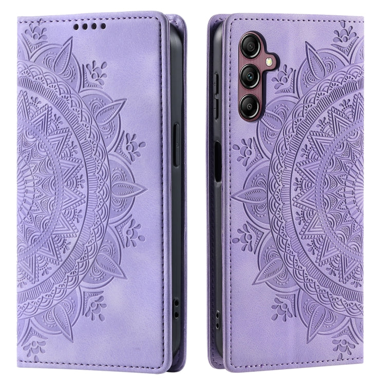 For Samsung Galaxy S25 5G Totem Embossed Magnetic Leather Phone Case(Purple) - Galaxy S25 5G Cases by PMC Jewellery | Online Shopping South Africa | PMC Jewellery | Buy Now Pay Later Mobicred