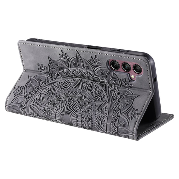 For Samsung Galaxy S25+ 5G Totem Embossed Magnetic Leather Phone Case(Grey)