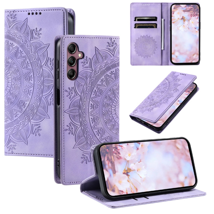 For Samsung Galaxy S25+ 5G Totem Embossed Magnetic Leather Phone Case(Purple) - Galaxy S25+ 5G Cases by PMC Jewellery | Online Shopping South Africa | PMC Jewellery | Buy Now Pay Later Mobicred