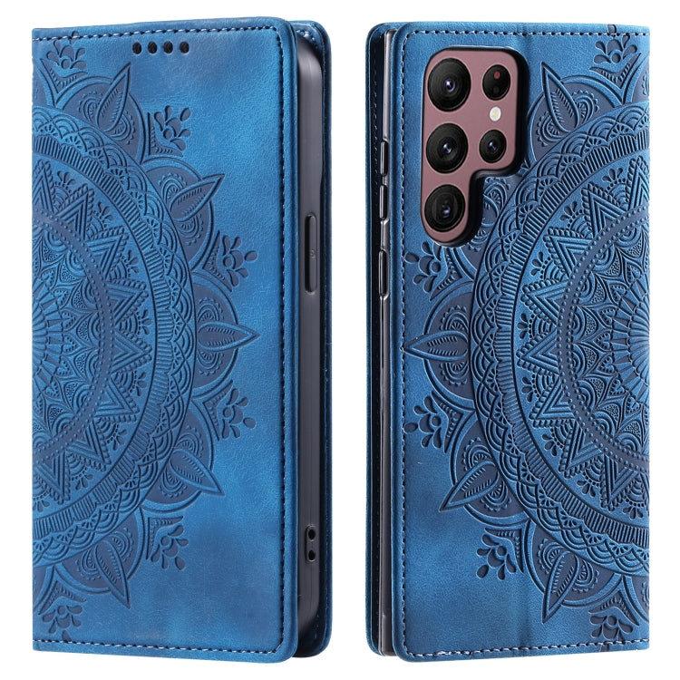 For Samsung Galaxy S25 Ultra 5G Totem Embossed Magnetic Leather Phone Case(Blue) - Galaxy S25 Ultra 5G Cases by PMC Jewellery | Online Shopping South Africa | PMC Jewellery | Buy Now Pay Later Mobicred