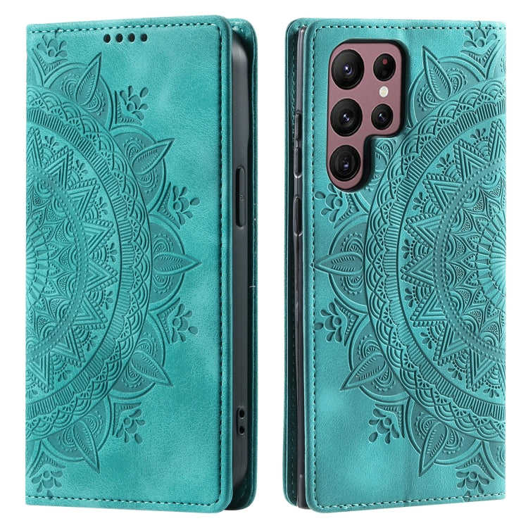 For Samsung Galaxy S25 Ultra 5G Totem Embossed Magnetic Leather Phone Case(Green) - Galaxy S25 Ultra 5G Cases by PMC Jewellery | Online Shopping South Africa | PMC Jewellery | Buy Now Pay Later Mobicred