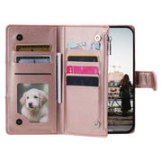 For Samsung Galaxy S25 5G Glitter Lattice Zipper Wallet Leather Phone Case(Rose Gold)