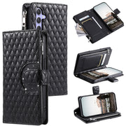 For Samsung Galaxy S25+ 5G Glitter Lattice Zipper Wallet Leather Phone Case(Black)