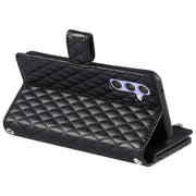 For Samsung Galaxy S25+ 5G Glitter Lattice Zipper Wallet Leather Phone Case(Black)