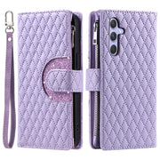 For Samsung Galaxy S25+ 5G Glitter Lattice Zipper Wallet Leather Phone Case(Purple)