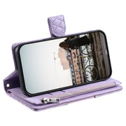 For Samsung Galaxy S25+ 5G Glitter Lattice Zipper Wallet Leather Phone Case(Purple)