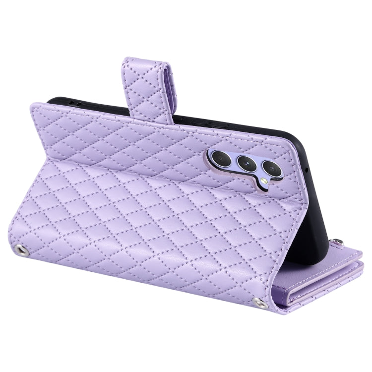 For Samsung Galaxy S25+ 5G Glitter Lattice Zipper Wallet Leather Phone Case(Purple) - Galaxy S25+ 5G Cases by PMC TechLife | Online Shopping South Africa | PMC TechLife | Buy Now Pay Later Mobicred