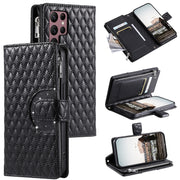 For Samsung Galaxy S25 Ultra 5G Glitter Lattice Zipper Wallet Leather Phone Case(Black)