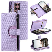 For Samsung Galaxy S25 Ultra 5G Glitter Lattice Zipper Wallet Leather Phone Case(Purple)