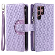 For Samsung Galaxy S25 Ultra 5G Glitter Lattice Zipper Wallet Leather Phone Case(Purple)