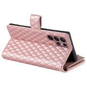 For Samsung Galaxy S25 Ultra 5G Glitter Lattice Zipper Wallet Leather Phone Case(Rose Gold)