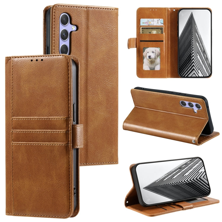 For Samsung Galaxy S25 5G Simple 6-Card Wallet Leather Phone Case(Brown) - Galaxy S25 5G Cases by PMC TechLife | Online Shopping South Africa | PMC TechLife | Buy Now Pay Later Mobicred