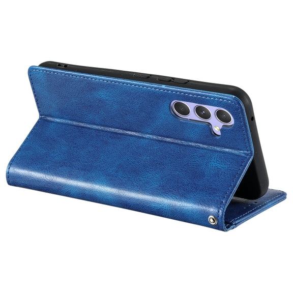 For Samsung Galaxy S25 5G Simple 6-Card Wallet Leather Phone Case(Blue)