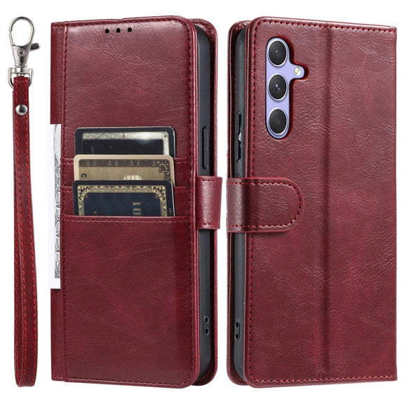 For Samsung Galaxy S25 5G Simple 6-Card Wallet Leather Phone Case(Wine Red)
