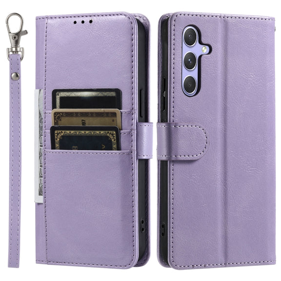 For Samsung Galaxy S25 5G Simple 6-Card Wallet Leather Phone Case(Purple)