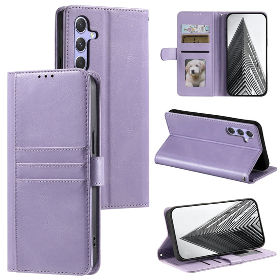 For Samsung Galaxy S25 5G Simple 6-Card Wallet Leather Phone Case(Purple)