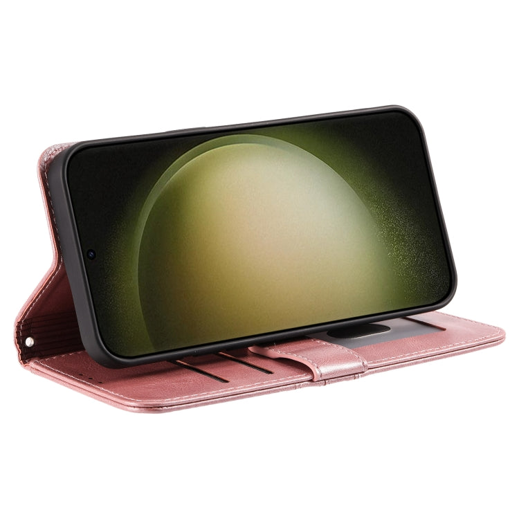 For Samsung Galaxy S25+ 5G Simple 6-Card Wallet Leather Phone Case(Rose Gold)