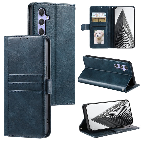 For Samsung Galaxy S25+ 5G Simple 6-Card Wallet Leather Phone Case(Navy Blue)
