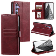 For Samsung Galaxy S25+ 5G Simple 6-Card Wallet Leather Phone Case(Wine Red)